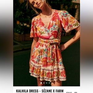 KALHILA DRESS - SÉZANE X FARM RIO - Spring Bananas Off-white - mini dress - sz s